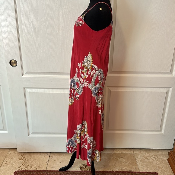Vintage Red and Gold Dragon Maxi Dress - Picture 3 of 5